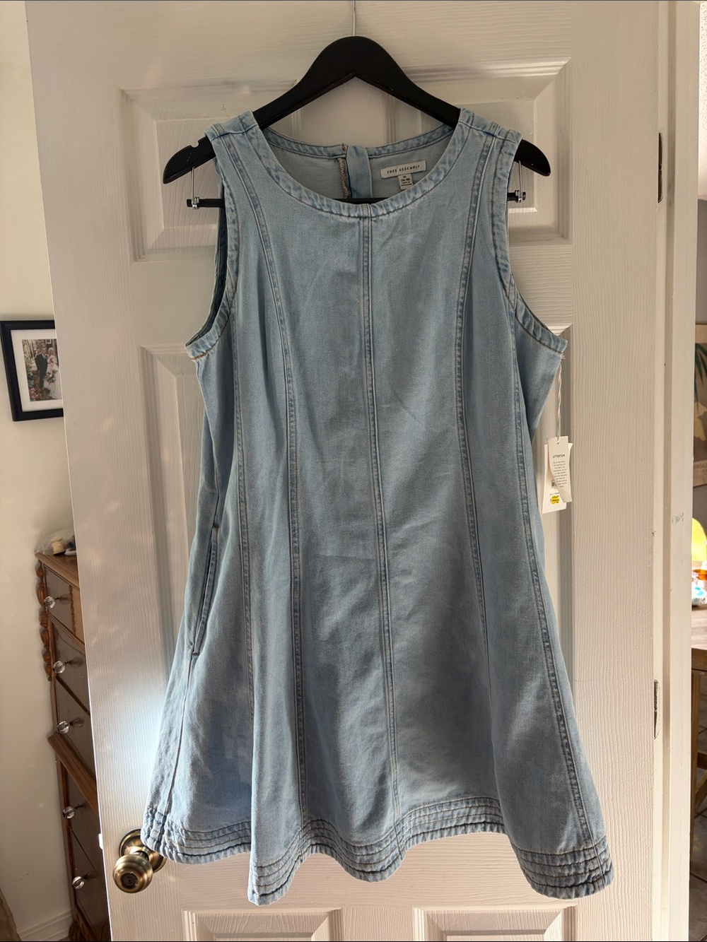 Light Blue Denim A-Line Mini Dress - Unbranded